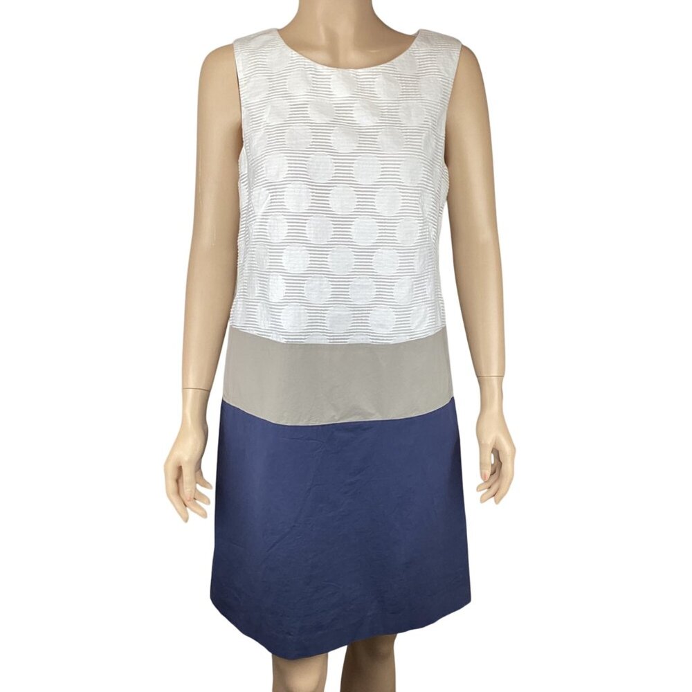 Peserico Womens‎ Dress Size 42 US 6 White Blue ColorBlock Sleeveless Shift